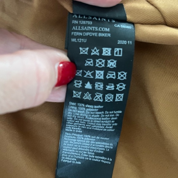 AllSaints Fern Dipdye Biker Sheep
Leather Moto Jacket Cognac Brown
Size US 4 - Picture 9 of 15